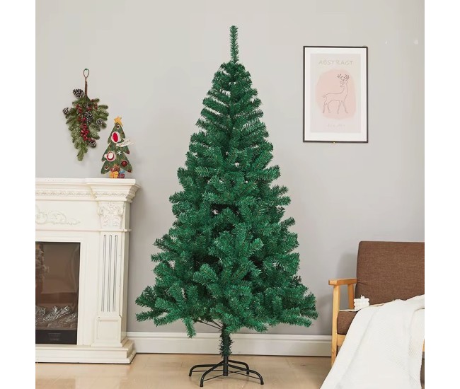Brad de Craciun artificial cu suport inclus Flippy, 150 cm, 450 Ramuri Varfuri, Suport Clasic, Fara iluminare, utilizat pentru interior/exterior, Verde