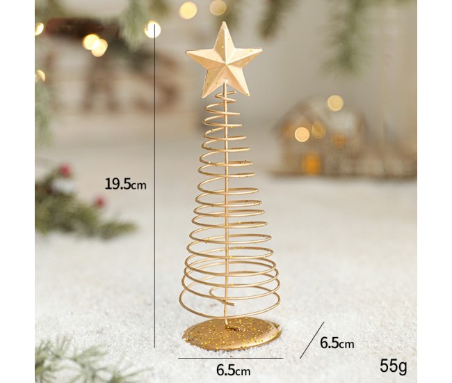 Brad de Craciun Ornament, Flippy, Decoratiune Brad micut din Metal, inaltime 19.5 x 6.5 x6.5 cm, Ornament de Craciun, Auriu