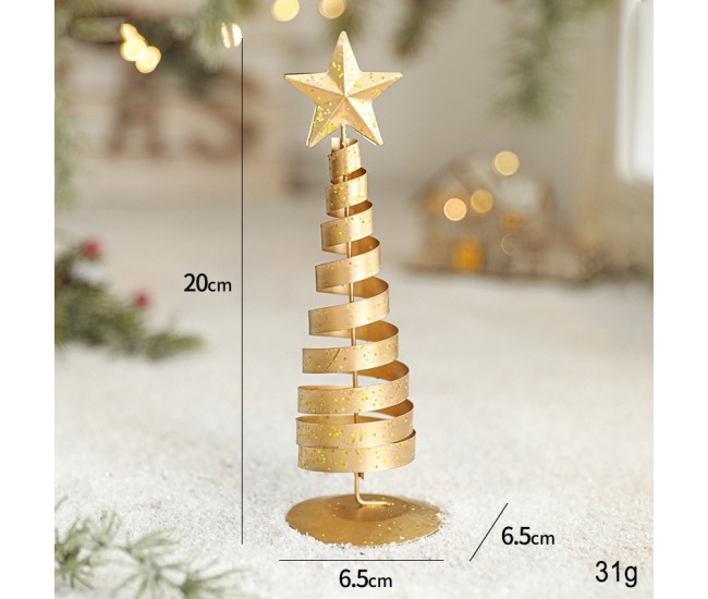 Brad de Craciun Ornament, Flippy, Decoratiune Brad micut din Metal, inaltime 20 x 6.5 x6.5 cm, Ornament de Craciun, Auriu