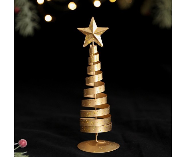 Brad de Craciun Ornament, Flippy, Decoratiune Brad micut din Metal, inaltime 20 x 6.5 x6.5 cm, Ornament de Craciun, Auriu