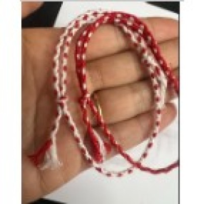 Bratara Alb Rosu Impletita