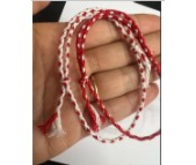 Bratara Alb Rosu Impletita