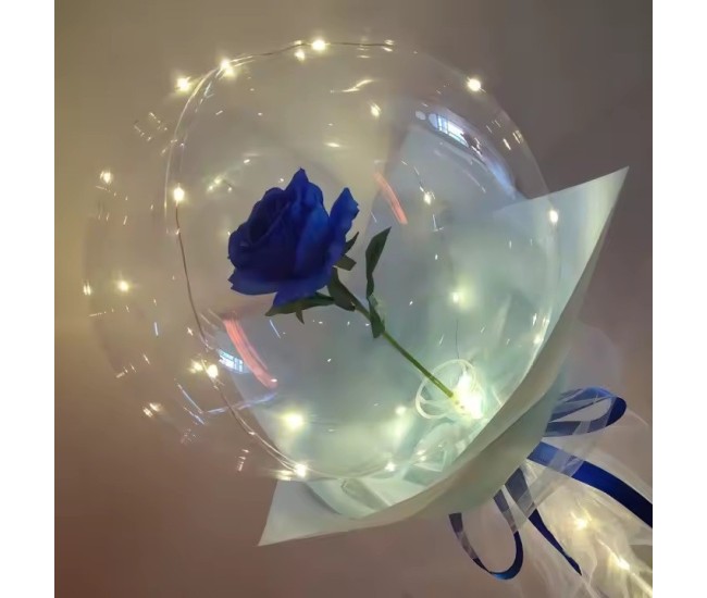 Buchet Decorativ, Flippy, Trandafir in Balon cu Lumini Led, Diametru 35 cm, 2 x Baterii AA (neincluse), Albastru/Alb Buchet Decorativ, Flippy, Trandafir in Balon cu Lumini Led, Diametru 35 cm, 2 x Baterii AA (neincluse), Albastru/Alb