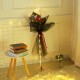 Buchet Decorativ, Flippy, Trandafir in Balon cu Lumini Led, Diametru 35 cm, 2 x Baterii AA (neincluse), Rosu/Negru