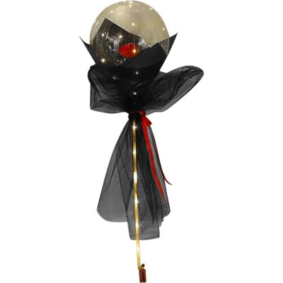 Buchet Decorativ, Flippy, Trandafir in Balon cu Lumini Led, Diametru 35 cm, 2 x Baterii AA (neincluse), Rosu/Negru Buchet Decorativ, Flippy, Trandafir in Balon cu Lumini Led, Diametru 35 cm, 2 x Baterii AA (neincluse), Rosu/Negru