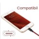 Cablu de Date pentru Telefon, Flippy, Cablu USB spre Lightning Compatibil cu iPhone, Lungime 2 M, Impletit Triunghiular in 2 culori, Rosu Negru