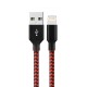 Cablu de Date pentru Telefon, Flippy, Cablu USB spre Lightning Compatibil cu iPhone, Lungime 3 M, Impletit Triunghiular in 2 culori, Rosu Negru
