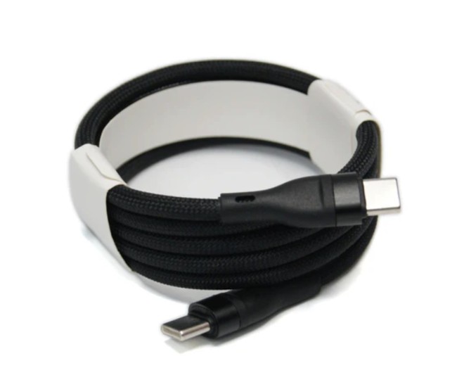 Cablu de Date Universal, Flippy, Incarcare Rapida, Type-C to Type-C Compatibil cu Telefon sau Tableta, Cablu de Incarcare Impletit din Nailon, 1 m, Negru