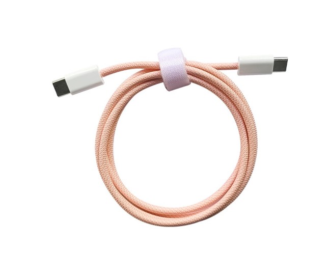 Cablu de Date Universal, Flippy, Incarcare Rapida, Type-C to Type-C Compatibil cu Telefon sau Tableta, Cablu de Incarcare Impletit din Nailon, 1 m, Roz