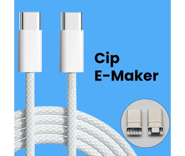 Cablu de Date Universal pentru Telefon, Flippy, Cablu TYPE-C to TYPE-C, Compatibil cu iOS si Android, Fire 130 cupru, 1M, Impletit Nailon, Alb Cablu de Date Universal pentru Telefon, Flippy, Cablu TYPE-C to TYPE-C, Compatibil cu iOS si Android, Fire 130 cupru, 1M, Impletit Nailon, Alb