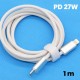 Cablu de Incarcare Rapida pentru Telefon, Flippy, Power Delivery 27W, Potrivit Compatibil cu iPhone, Impletit texturat cu Nailon, C to Lightning, 1 m 160 cupru, Alb