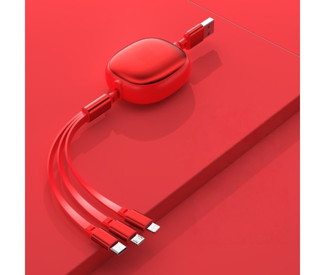 Cablu Retractabil Universal pentru Telefon, Flippy, Universal 3in1 pentru Orice Tip de Telefon, Micro-USB, Lightning, TYPE-C, 1.2M, Rosu Cablu Retractabil Universal pentru Telefon, Flippy, Universal 3in1 pentru Orice Tip de Telefon, Micro-USB, Lightning, TYPE-C, 1.2M, Rosu