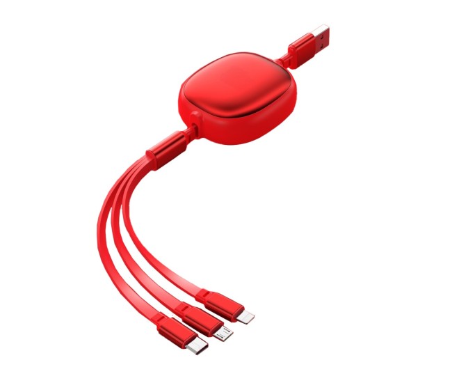 Cablu Retractabil Universal pentru Telefon, Flippy, Universal 3in1 pentru Orice Tip de Telefon, Micro-USB, Lightning, TYPE-C, 1.2M, Rosu Cablu Retractabil Universal pentru Telefon, Flippy, Universal 3in1 pentru Orice Tip de Telefon, Micro-USB, Lightning, TYPE-C, 1.2M, Rosu