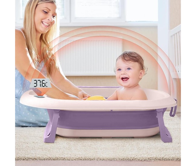 Cada de Baie, Flippy, pentru Copii 0 luni - 6 Ani, cu Termometru, Pliabila, Perna Suport Inclusa, din Plastic, 81.5 x 49 x 21.5 cm, Mov Cada de Baie, Flippy, pentru Copii 0 luni - 6 Ani, cu Termometru, Pliabila, Perna Suport Inclusa, din Plastic, 81.5 x 49 x 21.5 cm, Mov