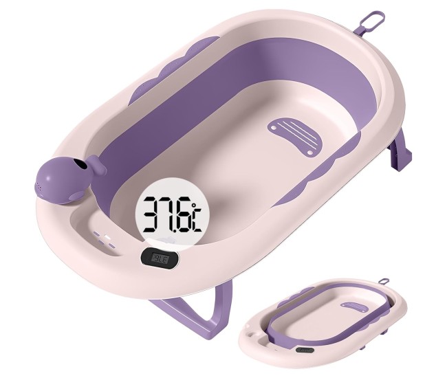 Cada de Baie, Flippy, pentru Copii 0 luni - 6 Ani, cu Termometru, Pliabila, Perna Suport Inclusa, din Plastic, 81.5 x 49 x 21.5 cm, Mov Cada de Baie, Flippy, pentru Copii 0 luni - 6 Ani, cu Termometru, Pliabila, Perna Suport Inclusa, din Plastic, 81.5 x 49 x 21.5 cm, Mov