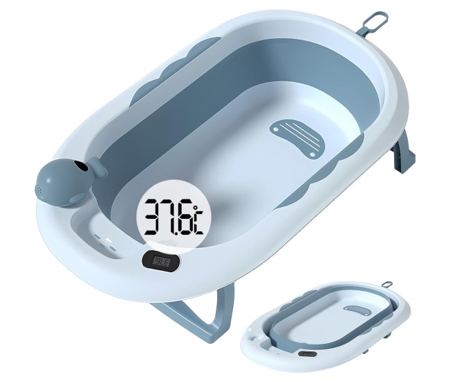 Cada de Baie, Flippy, pentru Copii 0 luni - 6 Ani, cu Termometru, Pliabila, Perna Suport Inclusa, din Plastic, 81.5 x 49 x 21.5 cm, Albastru Cada de Baie, Flippy, pentru Copii 0 luni - 6 Ani, cu Termometru, Pliabila, Perna Suport Inclusa, din Plastic, 81.5 x 49 x 21.5 cm, Albastru