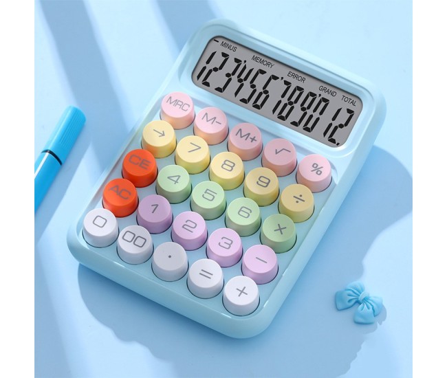 Calculator Electronic pentru Copii, Flippy, Calculator Dragut pentru Scoala Primara, Ecran mare 12 digits si Tastatura Mecania, 16 x 11 x 2 cm, Albastru