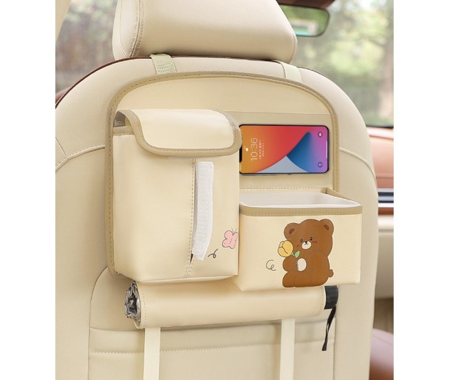 Geanta Multifunctionala de Depozitare, Flippy, pentru Bancheta din Spate a Masinii, Animat, Model Ursuleti, Scris Good Day, Suport Servetele si Telefon, 25x31 cm, Bej Geanta Multifunctionala de Depozitare, Flippy, pentru Bancheta din Spate a Masinii, Animat, Model Ursuleti, Scris Good Day, Suport Servetele si Telefon, 25x31 cm, Bej