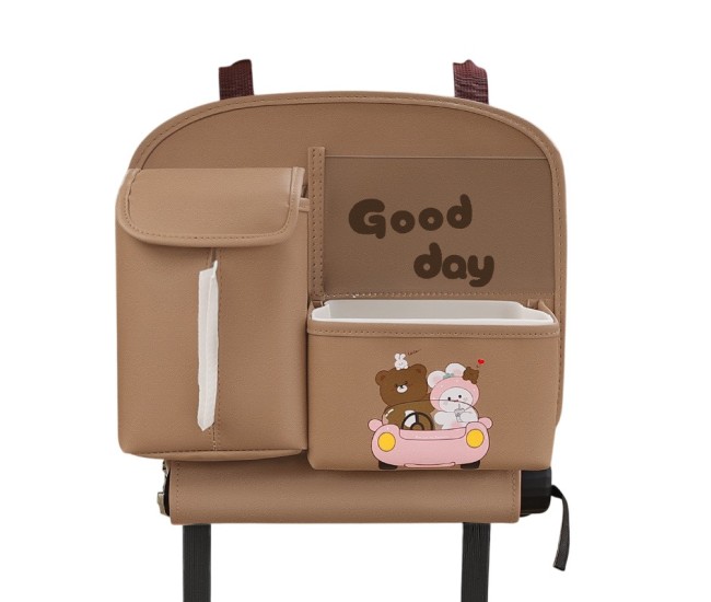 Geanta Multifunctionala de Depozitare, Flippy, pentru Bancheta din Spate a Masinii, Animat, Model Ursuleti, Scris Good Day, Suport Servetele si Telefon, 25x31 cm, Maro Geanta Multifunctionala de Depozitare, Flippy, pentru Bancheta din Spate a Masinii, Animat, Model Ursuleti, Scris Good Day, Suport Servetele si Telefon, 25x31 cm, Maro