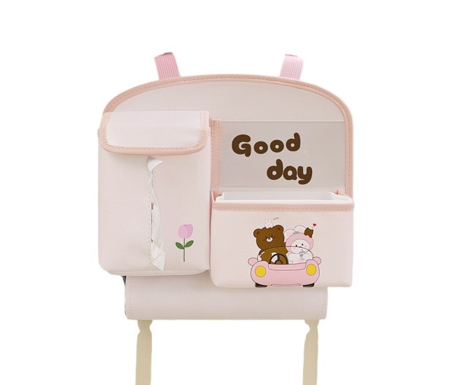 Geanta Multifunctionala de Depozitare, Flippy, pentru Bancheta din Spate a Masinii, Animat, Model Ursuleti, Scris Good Day, Suport Servetele si Telefon, 25x31 cm, Roz Geanta Multifunctionala de Depozitare, Flippy, pentru Bancheta din Spate a Masinii, Animat, Model Ursuleti, Scris Good Day, Suport Servetele si Telefon, 25x31 cm, Roz