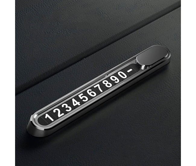 Suport Auto Numar Telefon Parbriz, Flippy, Aliaj de Aluminiu, Lipire cu Banda Dubla Adeziva, 13,8 cm, Negru