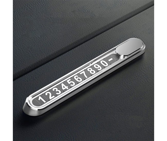 Suport Auto Numar Telefon Parbriz, Flippy, Aliaj de Aluminiu, Lipire cu Banda Dubla Adeziva, 13,8 cm, Argintiu