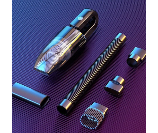 Aspirator Auto cu Incarcare Wireless, Flippy, Aspirator Vacuum pentru Masina Casa, cu dubla utilizare, Putere 120W, 30 x 7.5 x 7.5 cm, Negru