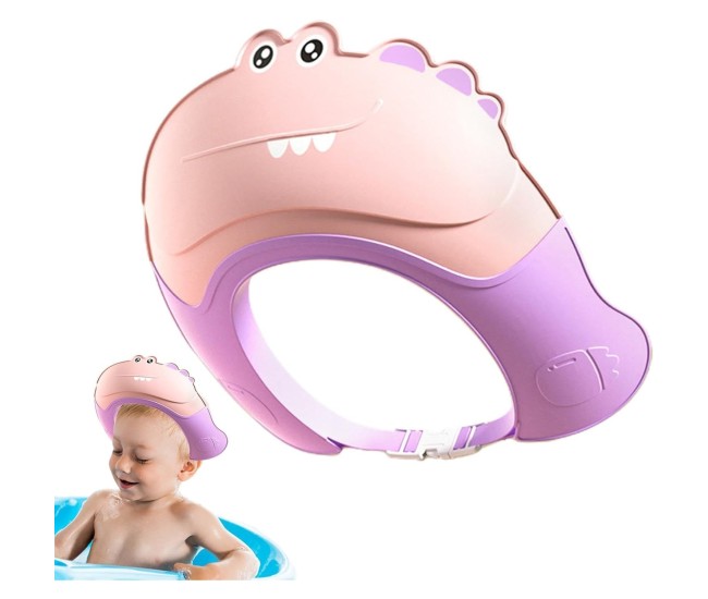 Casca de Dus, Flippy, Previne Scurgerea Apei si Samponului pe Fata, 0-12 Ani, Ajustabila, din TPE+PP, 20 x 23 cm, Model Crocodil, Roz/Mov Casca de Dus, Flippy, Previne Scurgerea Apei si Samponului pe Fata, 0-12 Ani, Ajustabila, din TPE+PP, 20 x 23 cm, Model Crocodil, Roz/Mov