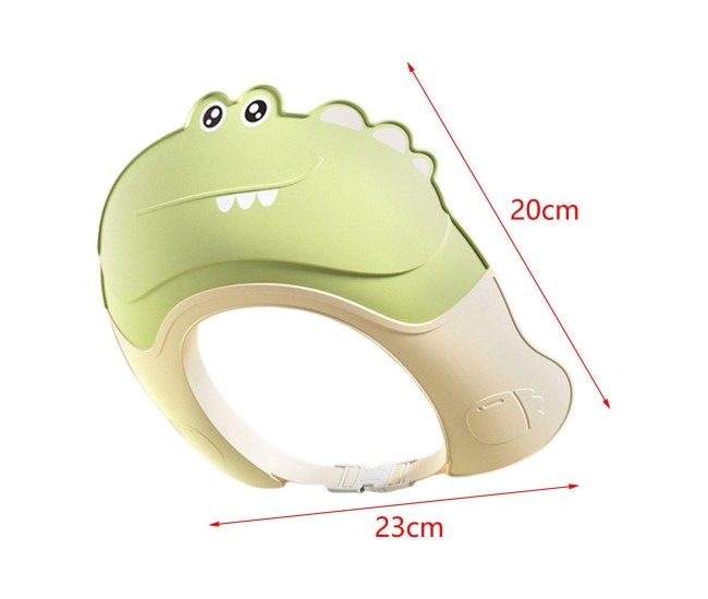 Casca de Dus, Flippy, Previne Scurgerea Apei si Samponului pe Fata, 0-12 Ani, Ajustabila, din TPE+PP, 20 x 23 cm, Model Crocodil, Verde Casca de Dus, Flippy, Previne Scurgerea Apei si Samponului pe Fata, 0-12 Ani, Ajustabila, din TPE+PP, 20 x 23 cm, Model Crocodil, Verde