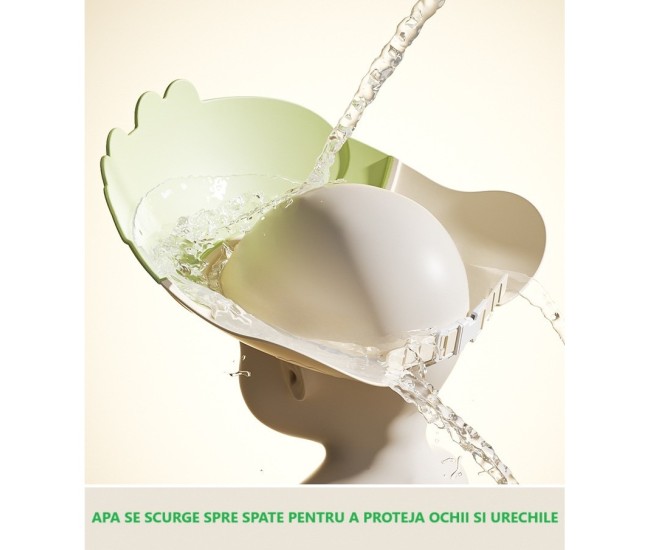 Casca de Dus, Flippy, Previne Scurgerea Apei si Samponului pe Fata, 0-12 Ani, Ajustabila, din TPE+PP, 20 x 23 cm, Model Crocodil, Verde Casca de Dus, Flippy, Previne Scurgerea Apei si Samponului pe Fata, 0-12 Ani, Ajustabila, din TPE+PP, 20 x 23 cm, Model Crocodil, Verde