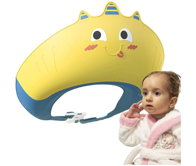 Casca de Dus, Flippy, Previne Scurgerea Apei si Samponului pe Fata, 0-12 Ani, Ajustabila, din TPE+PP, 20 x 23 cm, Model Unicorn, Galben/Albastru Casca de Dus, Flippy, Previne Scurgerea Apei si Samponului pe Fata, 0-12 Ani, Ajustabila, din TPE+PP, 20 x 23 cm, Model Unicorn, Galben/Albastru