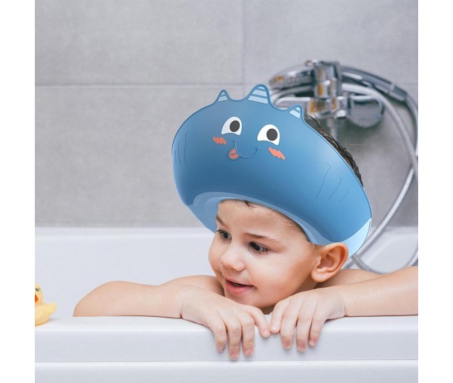 Casca de Dus, Flippy, Previne Scurgerea Apei si Samponului pe Fata, 0-12 Ani, Ajustabila, din TPE+PP, 20 x 23 cm, Model Unicorn, Albastru Casca de Dus, Flippy, Previne Scurgerea Apei si Samponului pe Fata, 0-12 Ani, Ajustabila, din TPE+PP, 20 x 23 cm, Model Unicorn, Albastru