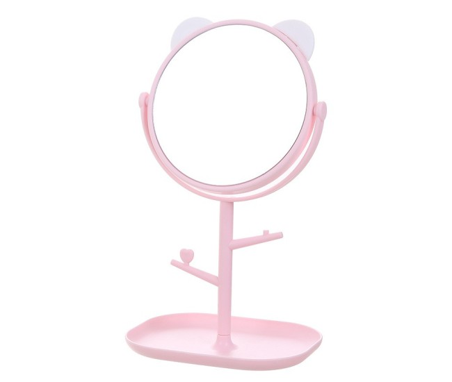 Oglina Cosmetica cu Picior, Flippy, HD, Rotire 360 Grade, 15 cm Diametru, Suport Bijuterii Baza + Brate, Model cu Urechi, 30 x 16.5 x 15 cm, Roz Oglina Cosmetica cu Picior, Flippy, HD, Rotire 360 Grade, 15 cm Diametru, Suport Bijuterii Baza + Brate, Model cu Urechi, 30 x 16.5 x 15 cm, Roz
