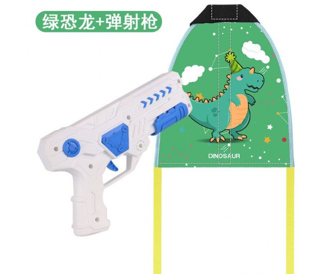 Catapult large kite gun indoor and outdoor children's shooting rubber band toys - size: [upgraded launch gun] gun + dinosaur kite