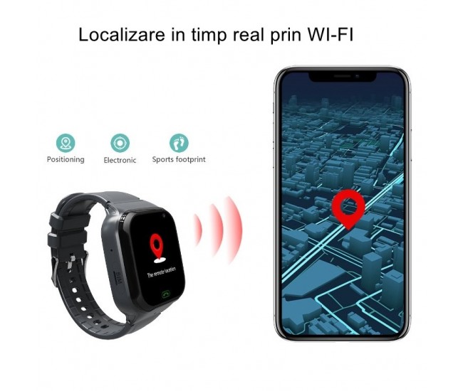 Ceas Smartwatch Pentru Copii LT31E-4G cu Functie Telefon, Localizare GPS, Istoric traseu, Apel de Monitorizare, Camera, Negru Ceas Smartwatch Pentru Copii LT31E-4G cu Functie Telefon, Localizare GPS, Istoric traseu, Apel de Monitorizare, Camera, Negru