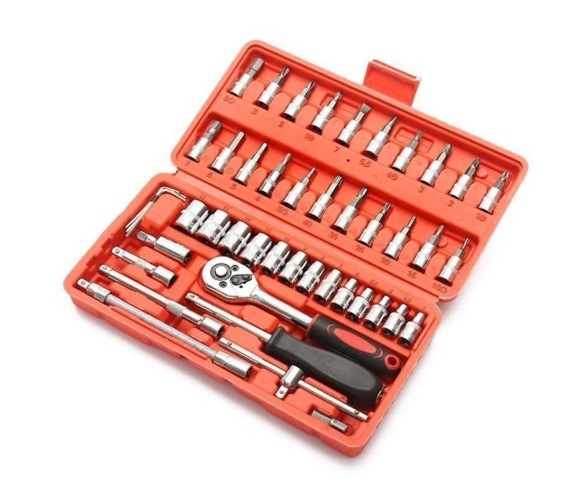 Chei tubulare Set 46 de Piese, Flippy, Trusa Scule de Reparatii Auto, Prelungitoare Rigid si Flexibil, Articulatie Cardanica, Antrenor de Forta Glisant, Adaptoare, Maner pentru Surubelnita, 23 x 12 x 4 cm, 1.9 kg, Cutie Rosie Chei tubulare Set 46 de Piese, Flippy, Trusa Scule de Reparatii Auto, Prelungitoare Rigid si Flexibil, Articulatie Cardanica, Antrenor de Forta Glisant, Adaptoare, Maner pentru Surubelnita, 23 x 12 x 4 cm, 1.9 kg, Cutie Rosie