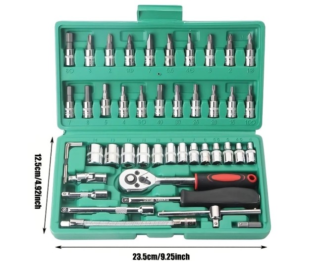 Chei tubulare Set 46 de Piese, Flippy, Trusa Scule de Reparatii Auto, Prelungitoare Rigid si Flexibil, Articulatie Cardanica, Antrenor de Forta Glisant, Adaptoare, Maner pentru Surubelnita, 23 x 12 x 4 cm, 1.9 kg, Cutie Verde Chei tubulare Set 46 de Piese, Flippy, Trusa Scule de Reparatii Auto, Prelungitoare Rigid si Flexibil, Articulatie Cardanica, Antrenor de Forta Glisant, Adaptoare, Maner pentru Surubelnita, 23 x 12 x 4 cm, 1.9 kg, Cutie Verde