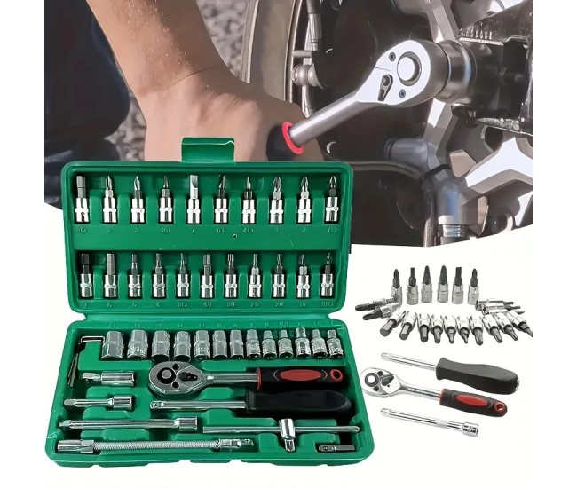 Chei tubulare Set 46 de Piese, Flippy, Trusa Scule de Reparatii Auto, Prelungitoare Rigid si Flexibil, Articulatie Cardanica, Antrenor de Forta Glisant, Adaptoare, Maner pentru Surubelnita, 23 x 12 x 4 cm, 1.9 kg, Cutie Verde Chei tubulare Set 46 de Piese, Flippy, Trusa Scule de Reparatii Auto, Prelungitoare Rigid si Flexibil, Articulatie Cardanica, Antrenor de Forta Glisant, Adaptoare, Maner pentru Surubelnita, 23 x 12 x 4 cm, 1.9 kg, Cutie Verde