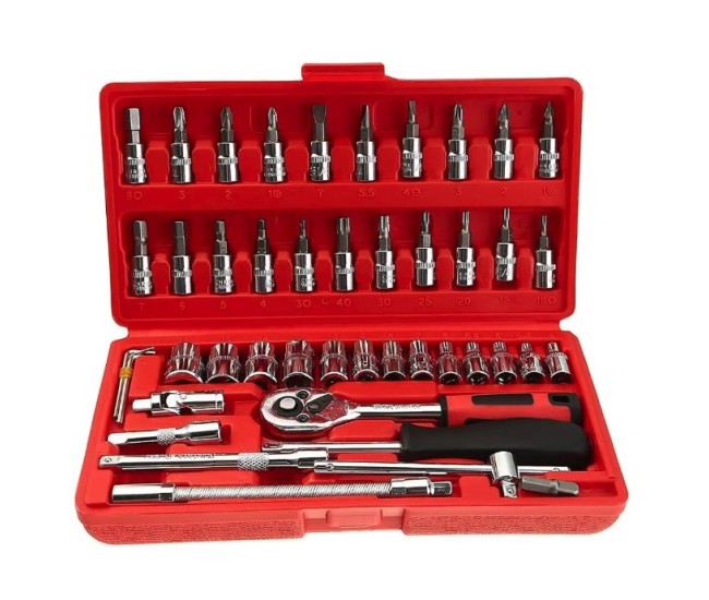 Chei tubulare Set 46 de Piese, Flippy, Trusa Scule de Reparatii Auto, Prelungitoare Rigid si Flexibil, Articulatie Cardanica, Antrenor de Forta Glisant, Adaptoare, Maner pentru Surubelnita, 23 x 12 x 4 cm, 1.9 kg, Cutie Rosie Chei tubulare Set 46 de Piese, Flippy, Trusa Scule de Reparatii Auto, Prelungitoare Rigid si Flexibil, Articulatie Cardanica, Antrenor de Forta Glisant, Adaptoare, Maner pentru Surubelnita, 23 x 12 x 4 cm, 1.9 kg, Cutie Rosie