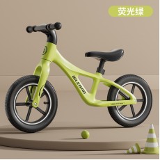 Children's balance bike without pedals 2 in 1 sliding scooter - Color: fluorescent green 14 inches
