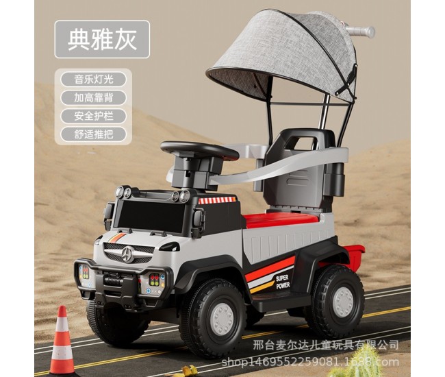 Children's electric car four-wheel remote control beach car-color: gray [electric model] early education + Bluetooth + push handle + car cover + remote control