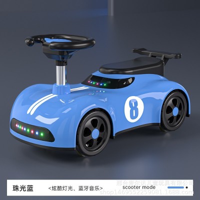 Children's scooter walker 1-3 years old Bluetooth music yo-yo car - color: blue; size: 59.26.31