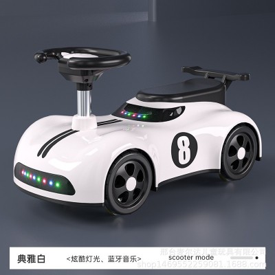 Children's scooter walker 1-3 years old Bluetooth music yo-yo car - color: white; size: 59.26.31