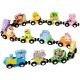Trenulet Magnetic, Flippy, din Lemn, Model Zoo, 12 Animale, +3 Ani, Jucarie de Asamblat, Multicolor
