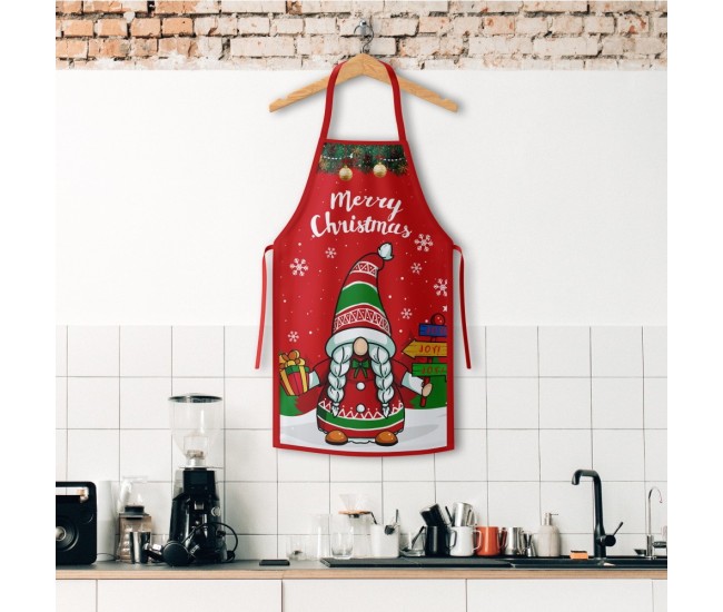 Sort de Bucatarie Decorativ, Flippy, Tema Craciun, 50 x 70 cm, Model Elf, din Poliester, Rosu