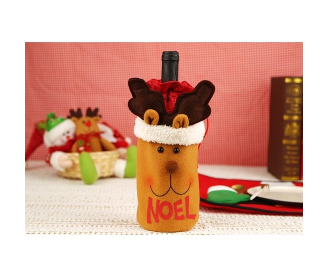 Saculet de Craciun pentru Sticla de Bautura, Flippy, Model Ren Accesorizat, Tematica Petrecere de Craciun, Marime Universala, 13x28 cm, Maro Saculet de Craciun pentru Sticla de Bautura, Flippy, Model Ren Accesorizat, Tematica Petrecere de Craciun, Marime Universala, 13x28 cm, Maro