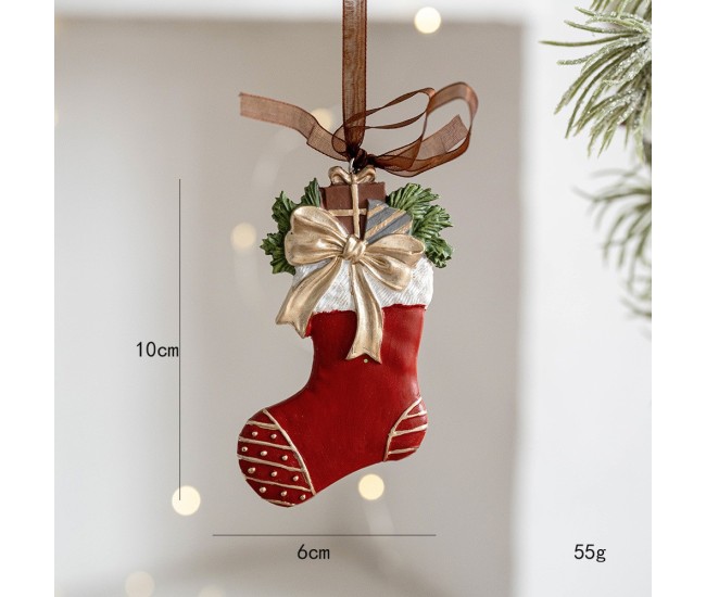 Decoratiune de Craciun, Flippy, pentru Brad, Model Soseta, 10 x 6 cm, din Rasina, Multicolor