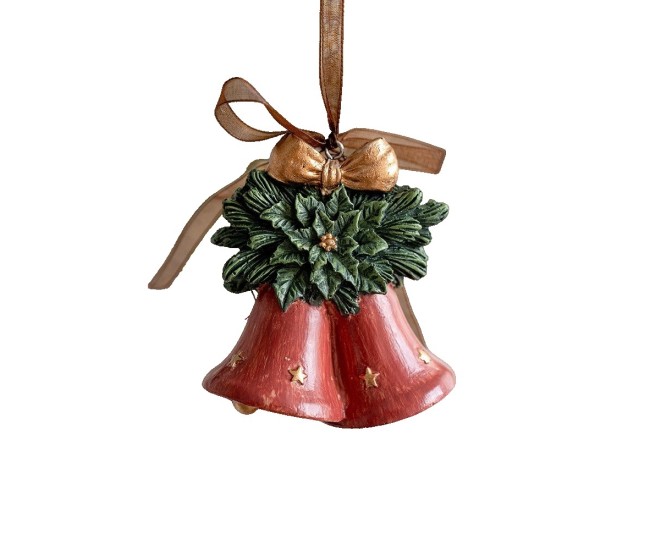 Decoratiune de Craciun, Flippy, pentru Brad, Model Clopotei, 8 x 7 cm, din Rasina, Multicolor