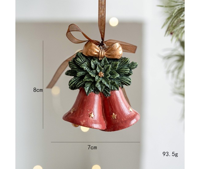 Decoratiune de Craciun, Flippy, pentru Brad, Model Clopotei, 8 x 7 cm, din Rasina, Multicolor