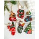 Set 14 Decoratiuni de Craciun, Flippy, pentru Brad, 5 - 9.5 cm, din Lemn, Multicolor